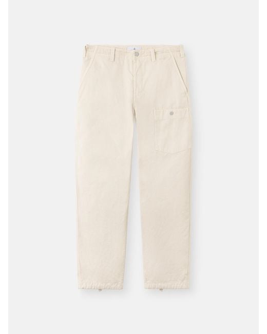Stone Island White Cotton Cargo Pants for men