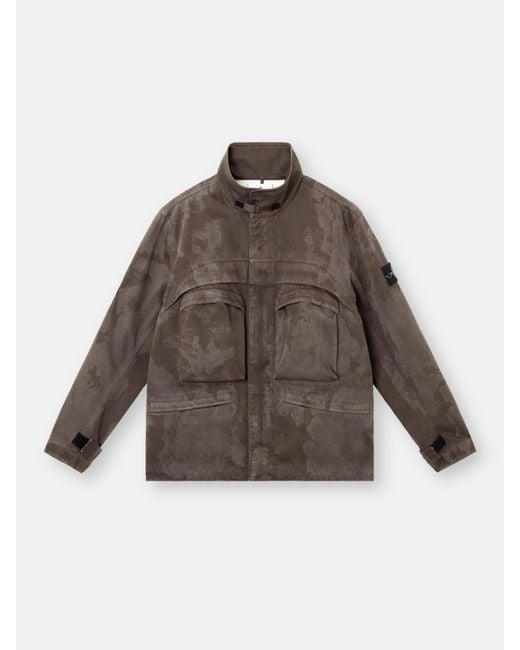 Stone Island Brown 4100022 Raso Gommato 3L Laser Camo for men