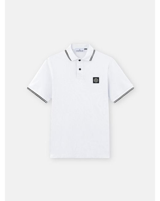 Stone Island White 2200010 Organic Cotton Piqué With Stretch for men