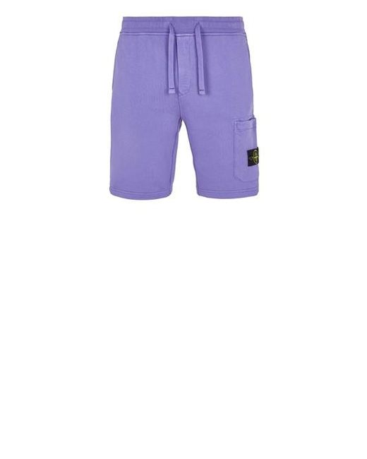 Stone Island Purple Fleece Bermuda Shorts Cotton for men