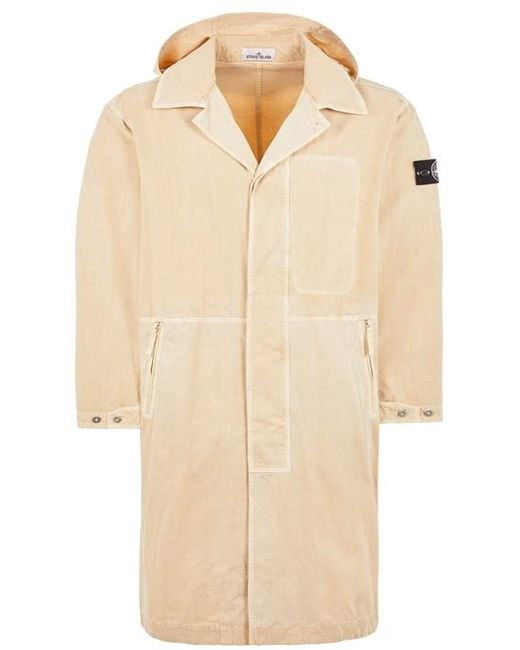 Stone Island Natural Long Jacket Cotton, Lyocell for men