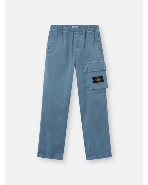 Stone Island Blue 3100036 Stretch Organic Broken Twill Cotton 'Old' Effect for men