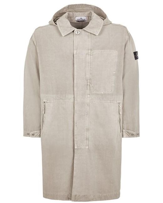 Stone Island Gray Long Jacket Cotton, Lyocell for men
