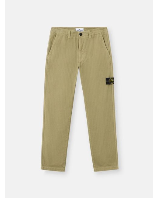 Stone Island Green 3100052 Cotton Herringbone for men