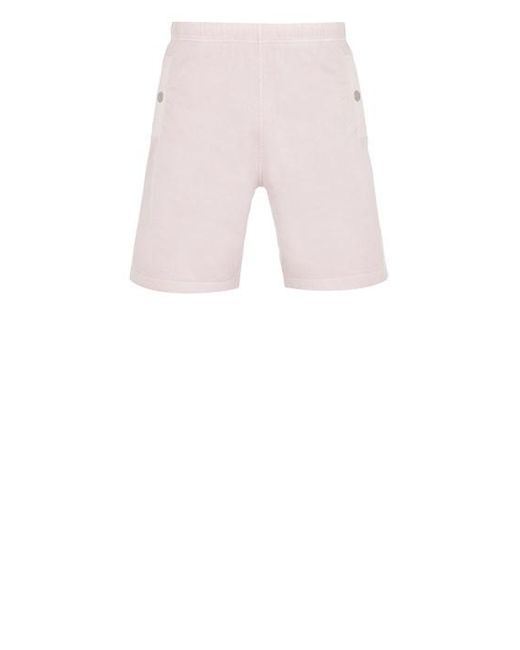 Stone Island Pink Fleece Bermuda Shorts Cotton for men