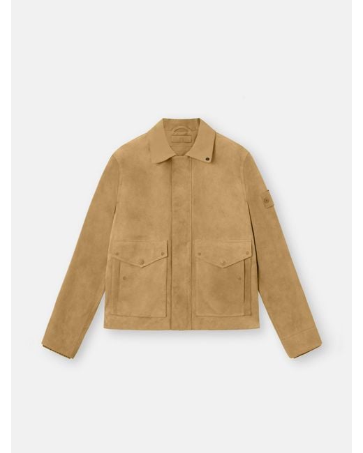 Stone Island Natural Zippered Leather Jacket for men