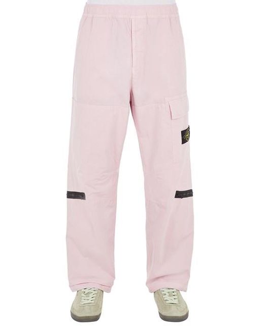 Stone Island Pink Trousers Cotton, Elastane for men