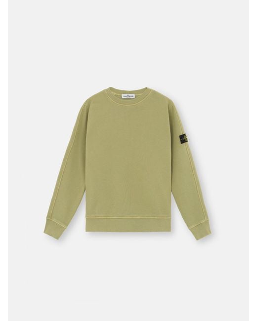 Stone Island Green 60441 Diagonal Organic Cotton Fleece, 'Old' Effect for men