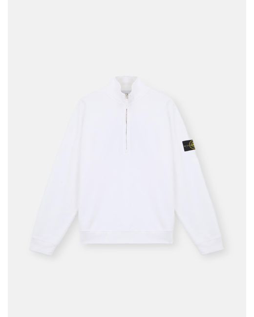 Stone Island White 63420 Brushed Organic Cotton Fleece for men