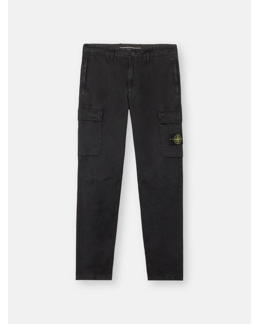 Stone Island Black 3100051 Organic Cotton Stretch Broken Twill 'Old' Effect for men