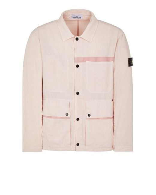 Stone Island Pink Lightweight Jacket Linen, Polyamide for men