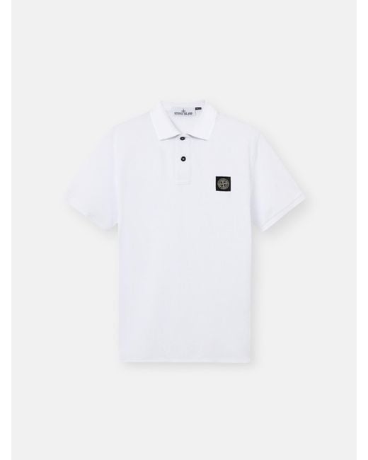 Stone Island White 2200008 Organic Cotton Piqué With Stretch for men