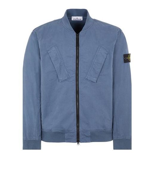 Stone Island Blue Lightweight Jacket Cotton, Elastane for men