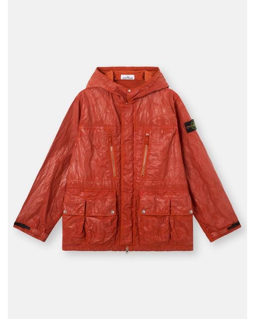 Stone Island Red Q100027 Slick Nylon Tela-Tc for men
