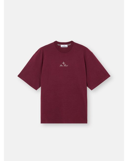 Stone Island Red 2100021 Combed Organic Cotton Jersey for men