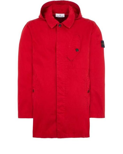 Stone Island Red Long Jacket Cotton for men