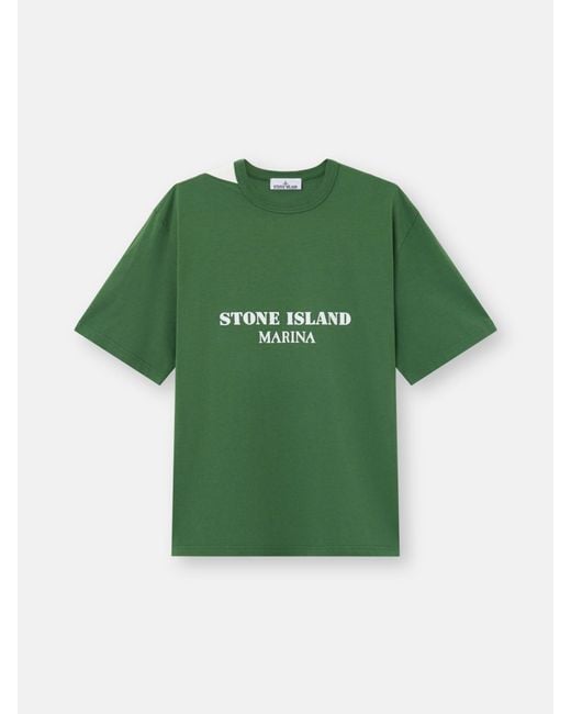 Stone Island Green 2100017 Combed Organic Cotton Jersey S. I. Marina for men