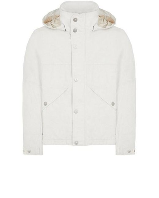 Stone Island White Lightweight Jacket Linen, Polyurethane Coated for men