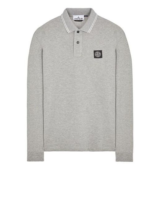 Stone Island Gray Polo Shirt Cotton, Elastane for men