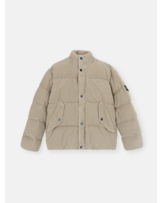 Stone Island Natural 482Rt Organic Corduroy 800 Down Dust Colour Frost Finish for men