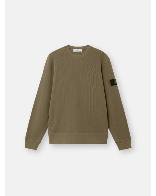Stone Island Green Organic Cotton Crewneck Sweater for men