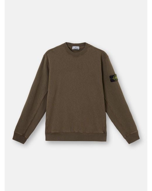 Stone Island Green 6100020 Malfilé Fleece 'Old' Effect for men