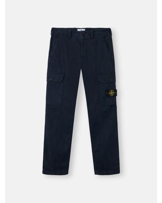 Stone Island Blue 3100011 Organic Cotton Stretch Broken Twill 'Old' Effect for men