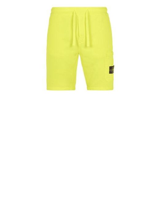Stone Island Yellow Fleece Bermuda Shorts Cotton for men