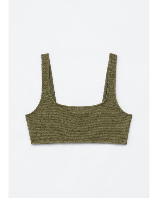 & Other Stories Green Textured Bikini Top