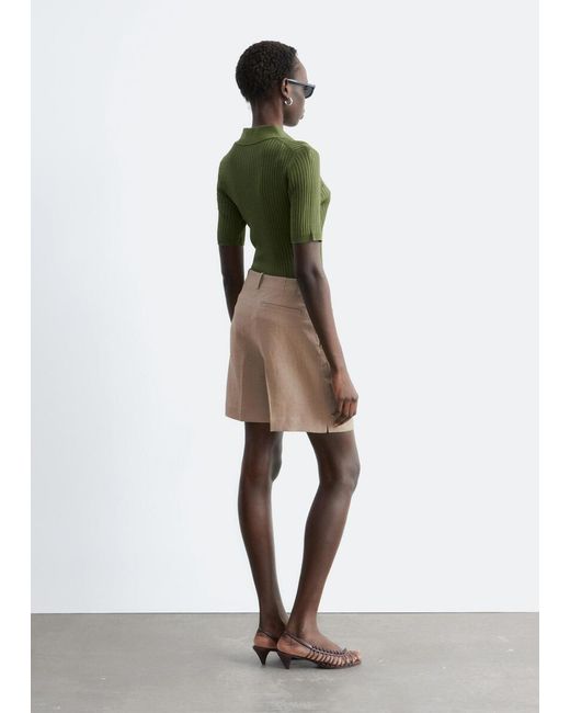 & Other Stories Natural Tailored Linen Shorts