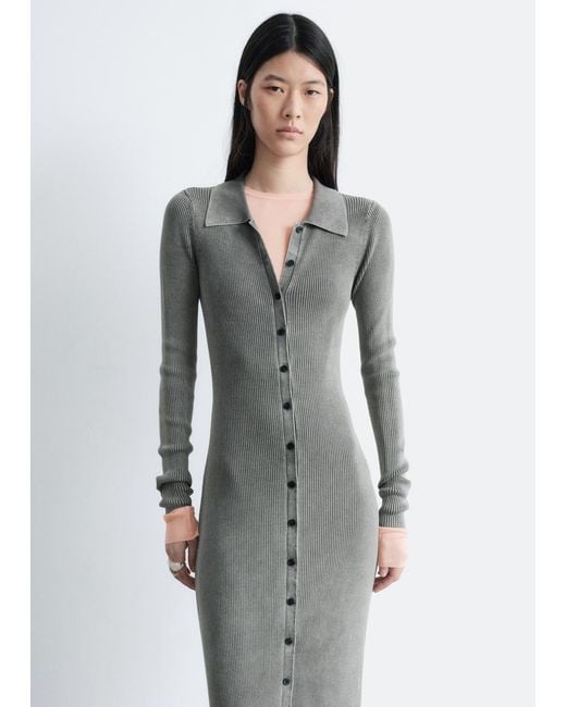 & Other Stories White Rib-Knit Midi Dress