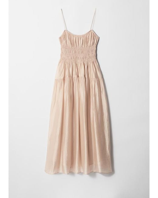 & Other Stories Natural Ruched Midi Dress
