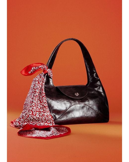 & Other Stories Gray Curved Leather Shoulder Bag