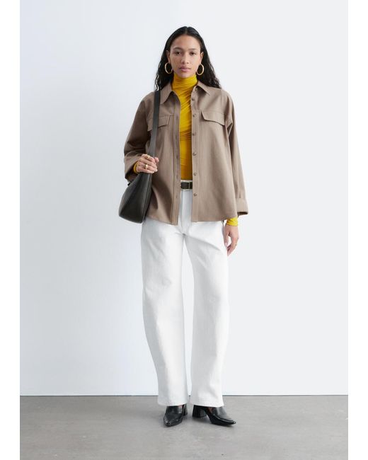 & Other Stories Natural Structured Wool-Cotton Shirt