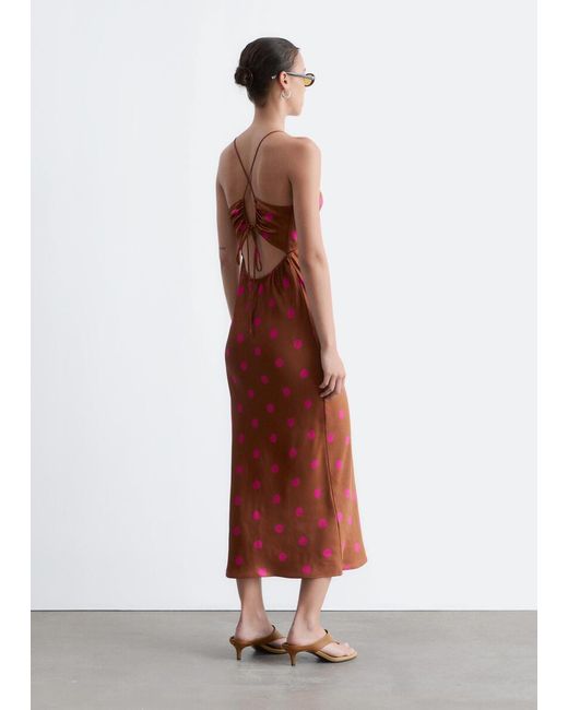& Other Stories White Satin Slip Midi Dress