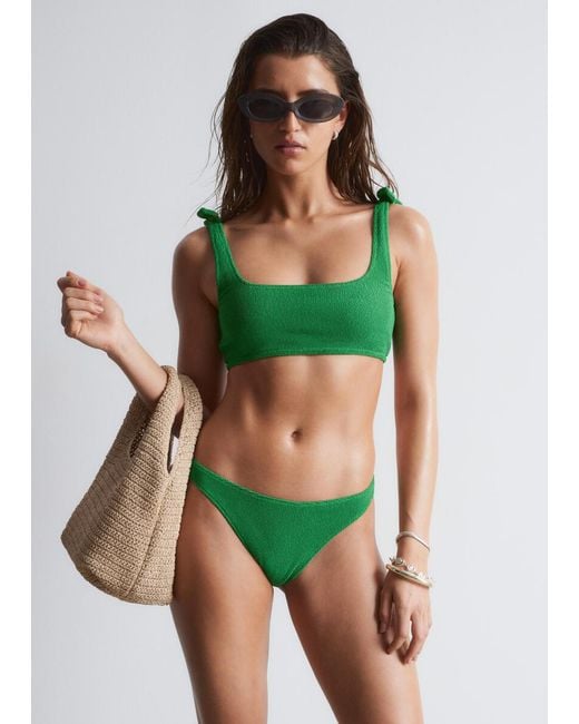 & Other Stories Green Textured Bikini Briefs
