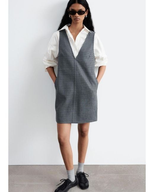 & Other Stories Gray Houndstooth Dress