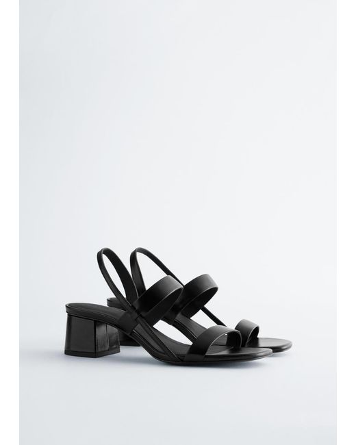 & Other Stories White Strappy Block Heel Sandals