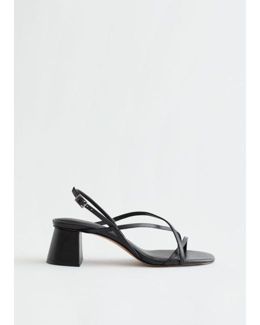 & Other Stories Black Strappy Block Heel Leather Sandals