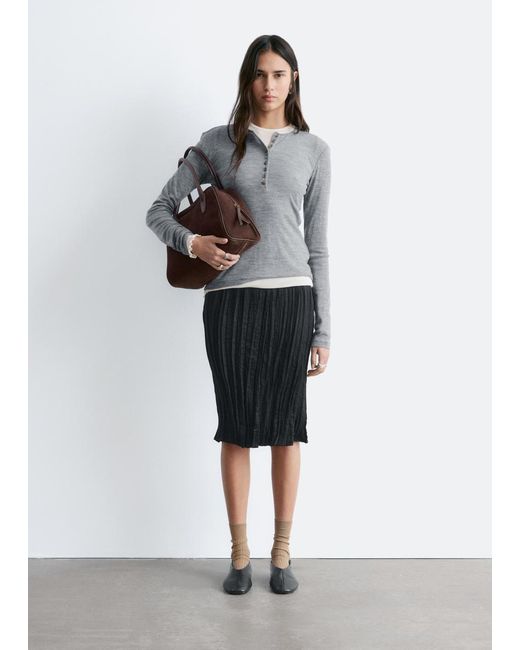 & Other Stories White Half-Placket Wool Top