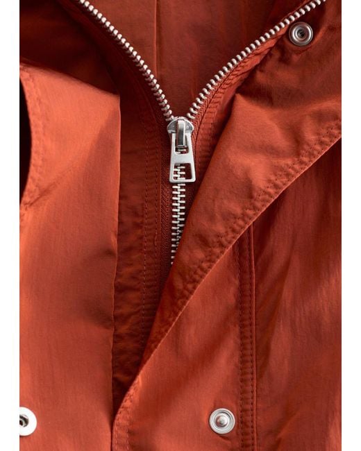 & Other Stories Red Technical Nylon Hooded Parka