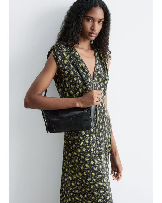 & Other Stories Green V-Neck Silk Maxi Dress
