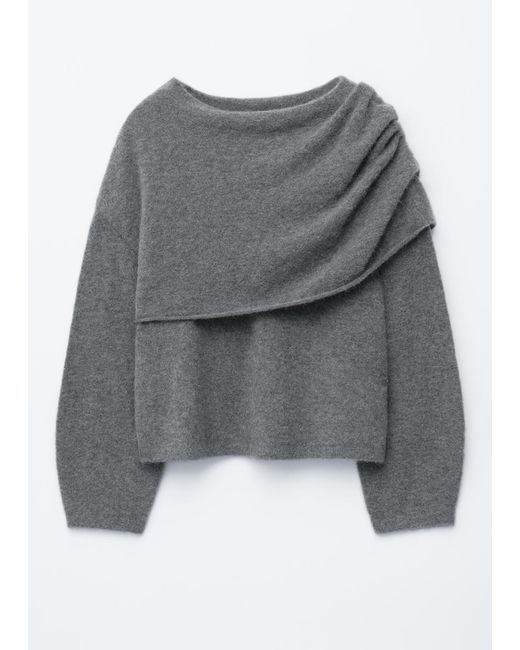 & Other Stories Gray Knitted Cape Sweater