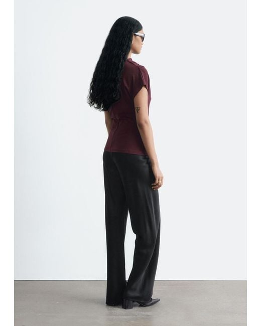 & Other Stories Black Drawstring Satin Trousers