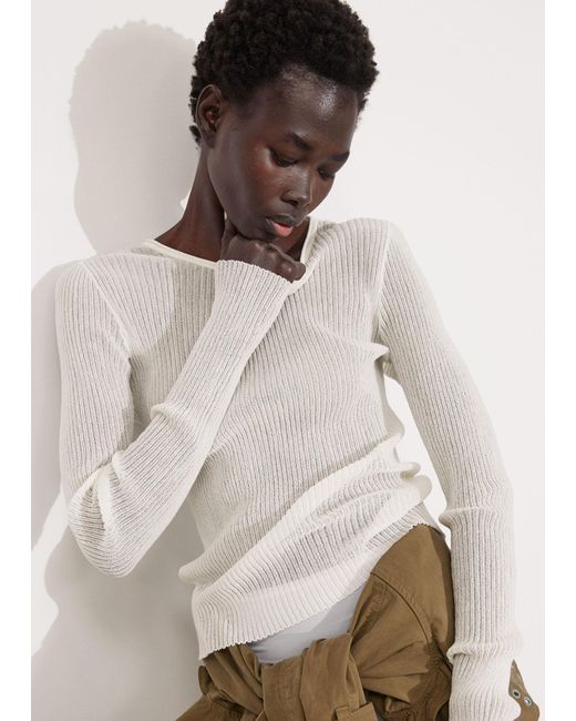 & Other Stories Natural Slim Rib-knit Top