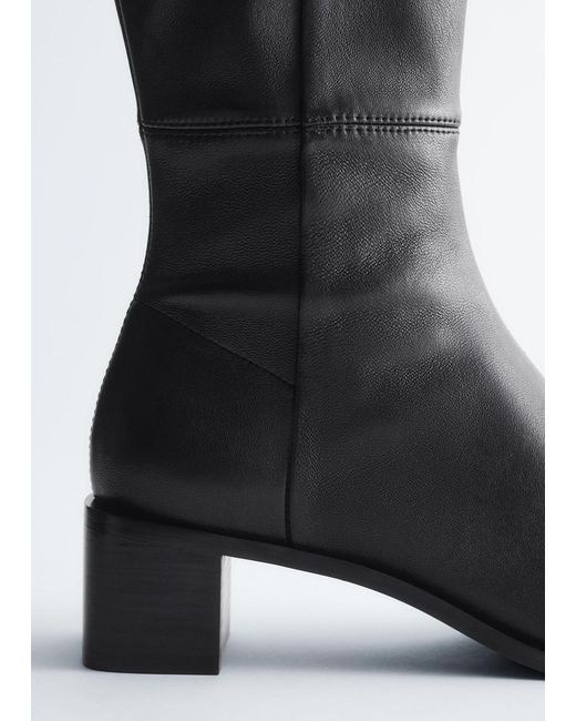 & Other Stories Gray Knee-High Nappa Sock Boots