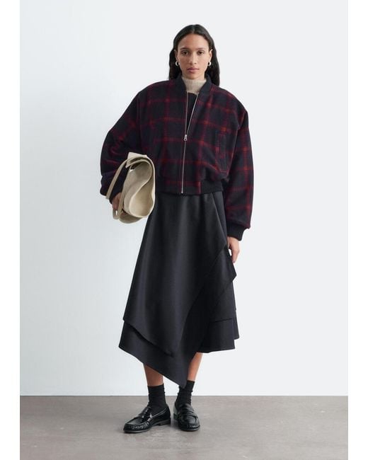 & Other Stories Blue Checked Bomber Jacket