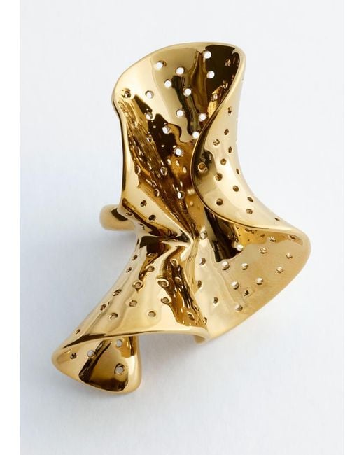 & Other Stories Metallic Sculptural Brass Ring