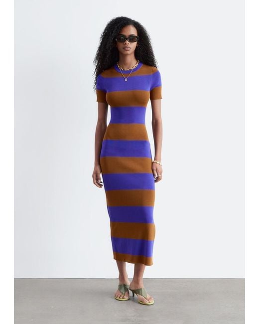 & Other Stories White Ribbed Knit Long Dress