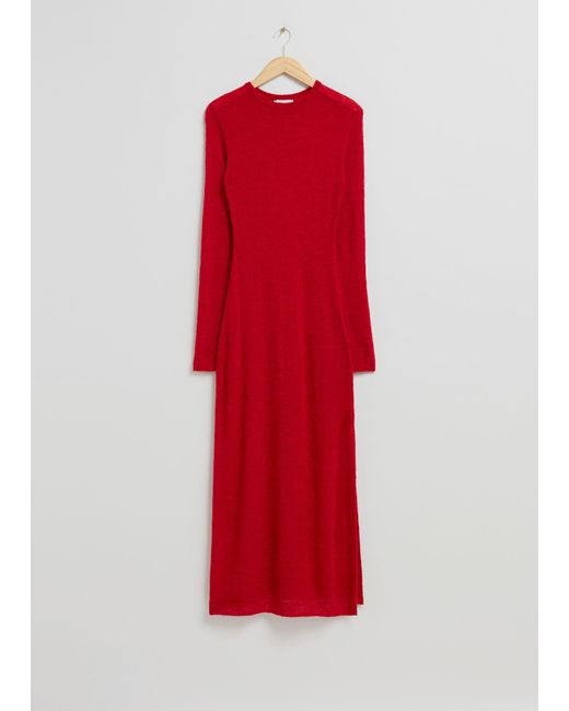 & Other Stories Red Knitted Maxi Dress